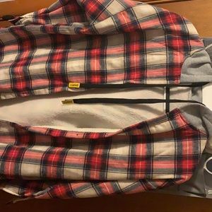 plaid jacket with sweatshirt hood